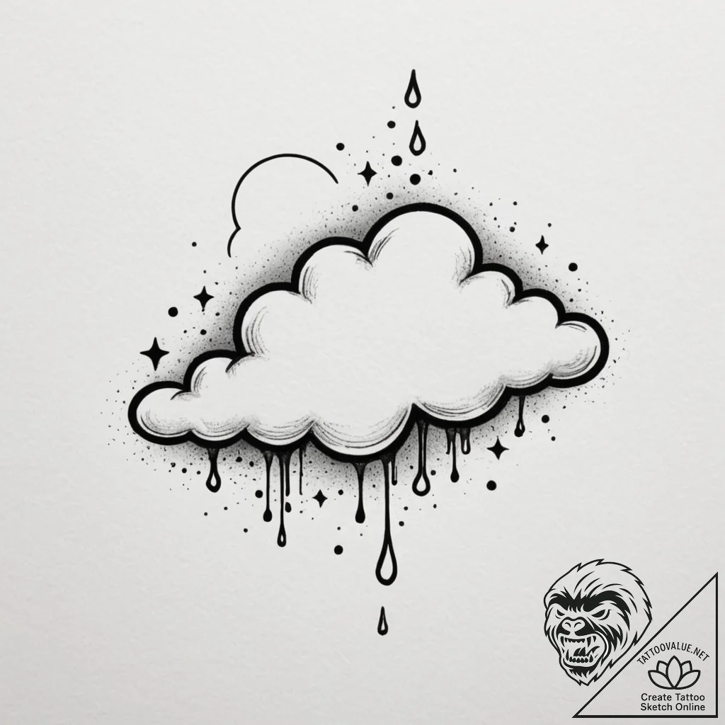 Tattoo design a small, ethereal cloud with a... - tattoo sketch (№1755423811_0, 17.08.2025 09:43) — tattoovalue.net