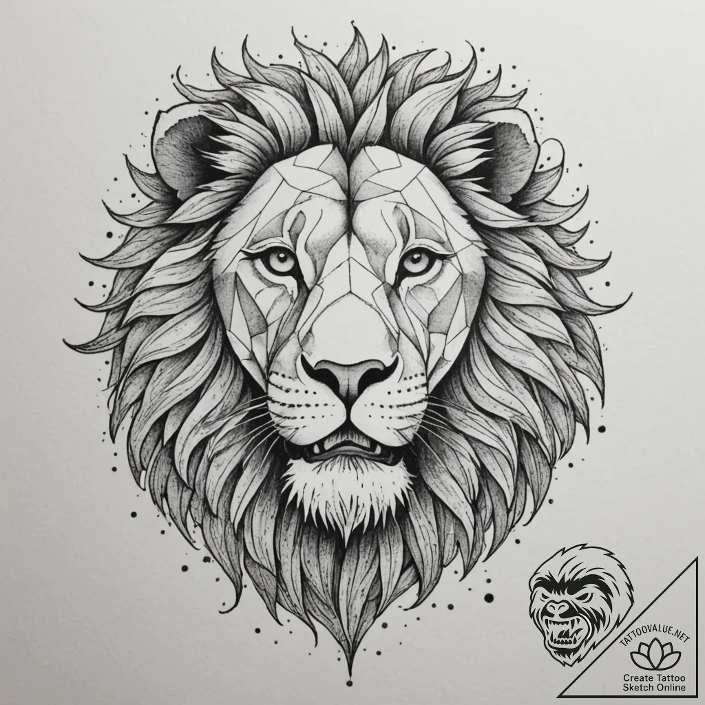 Tattoo sketch a leo lion's mane transforming... - tattoo sketch (№1755424403_0, 17.08.2025 09:53) — tattoovalue.net