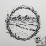A desert landscape at sunset, the sand dunes… – tattoo sketch (№1755424601_0, 17.08.2025 09:56) — tattoovalue.net