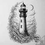 The view from a lighthouse lantern room on a… – tattoo sketch (№1755424799_0, 17.08.2025 09:59) — tattoovalue.net