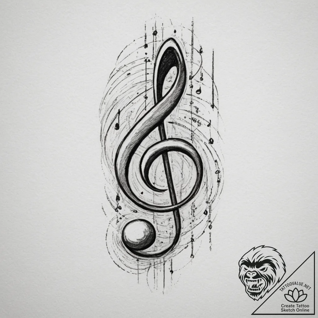 Tattoo design two halves of a musical score o... - tattoo sketch (№1755425590_0, 17.08.2025 10:13) — tattoovalue.net