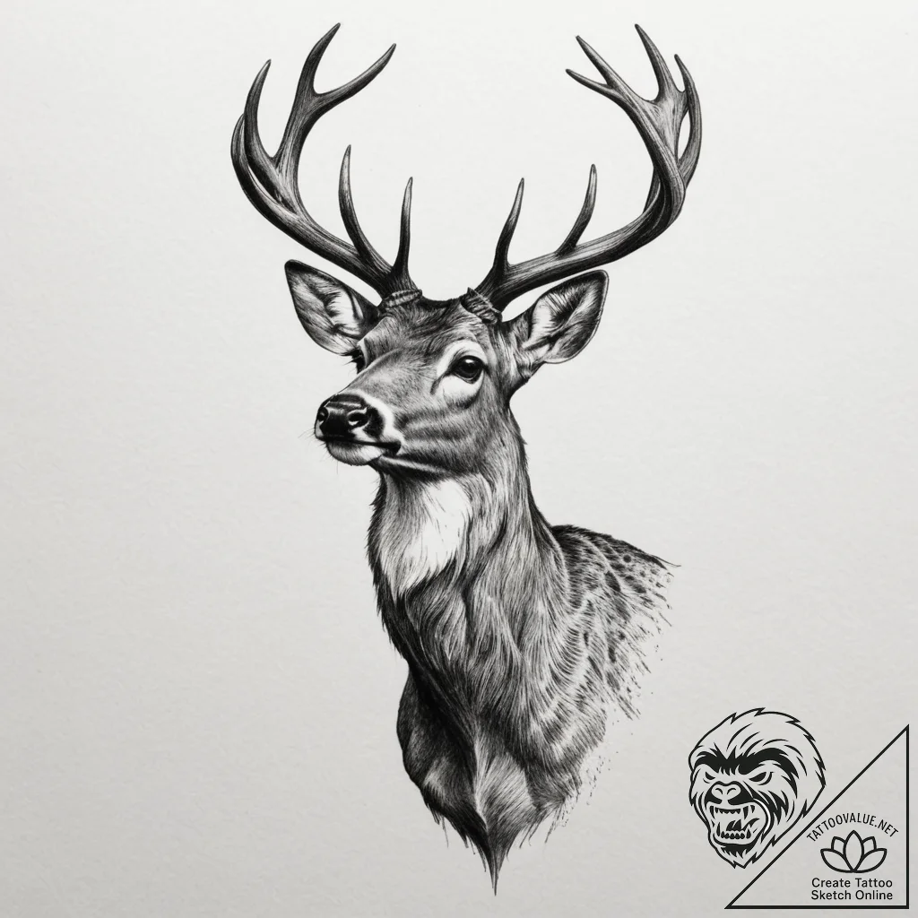Tattoo sketch a subtle deer silhouette, elega... - tattoo sketch (№1755425996_0, 17.08.2025 10:19) — tattoovalue.net