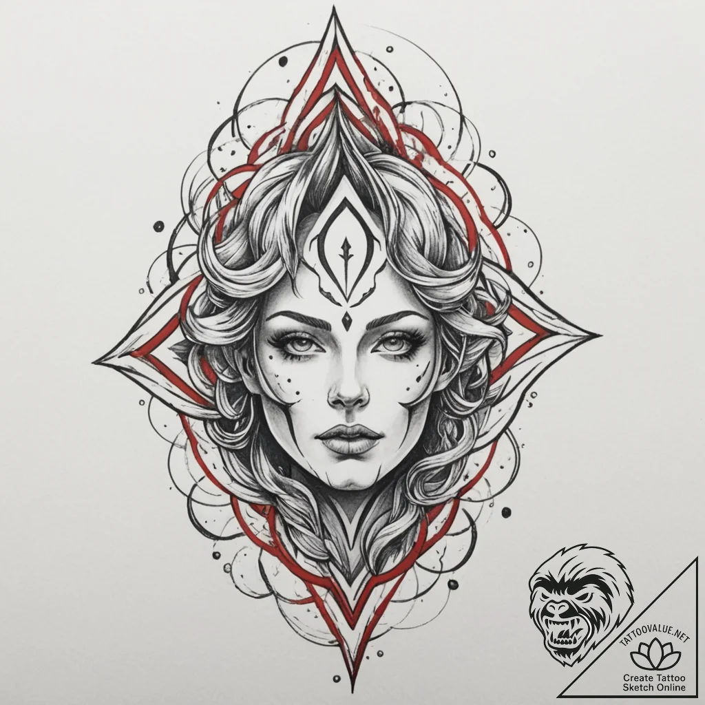 Tattoo design a mind shielded by a powerful a... - tattoo sketch (№1755426787_0, 17.08.2025 10:33) — tattoovalue.net