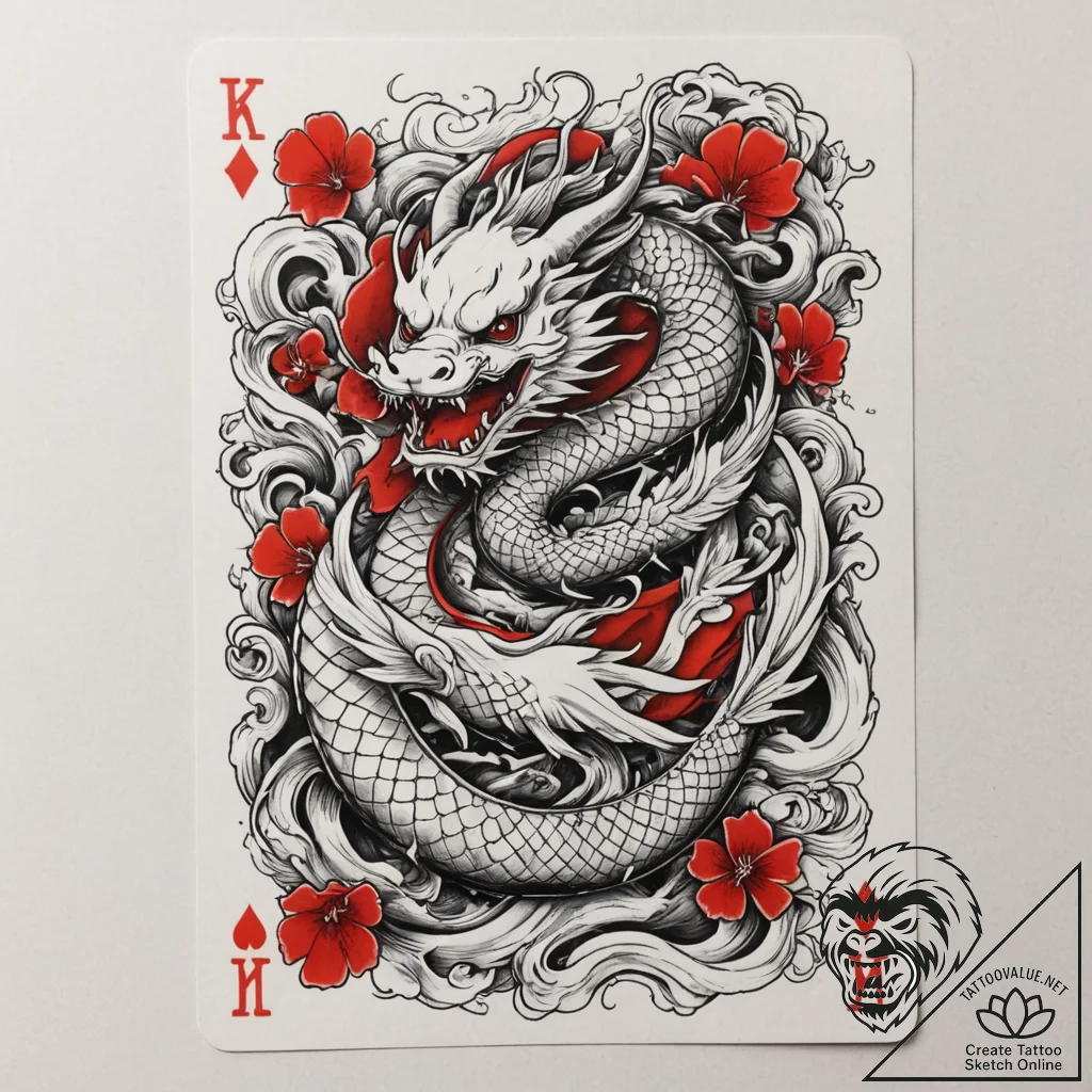 Playing card hand (e.g., a royal flush), tatt... - tattoo sketch (№1755427380_0, 17.08.2025 10:43) — tattoovalue.net