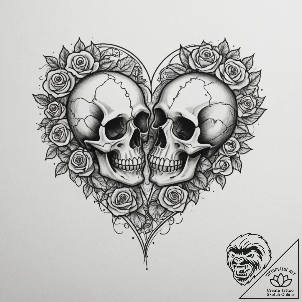 Tattoo design a heart shaped from two interlo... - tattoo sketch (№1755428570_0, 17.08.2025 11:02) — tattoovalue.net