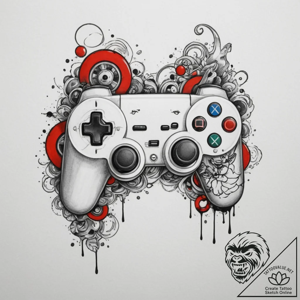 Tattoo design a controller's face buttons arr... - tattoo sketch (№1755429166_0, 17.08.2025 11:12) — tattoovalue.net