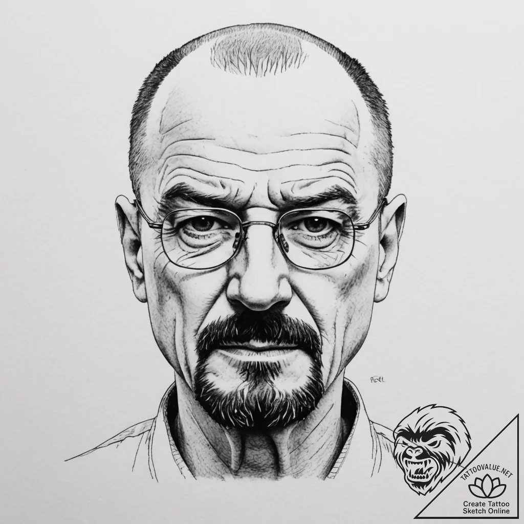 Walter white's face from breaking bad, artist... - tattoo sketch (№1755430564_0, 17.08.2025 11:36) — tattoovalue.net