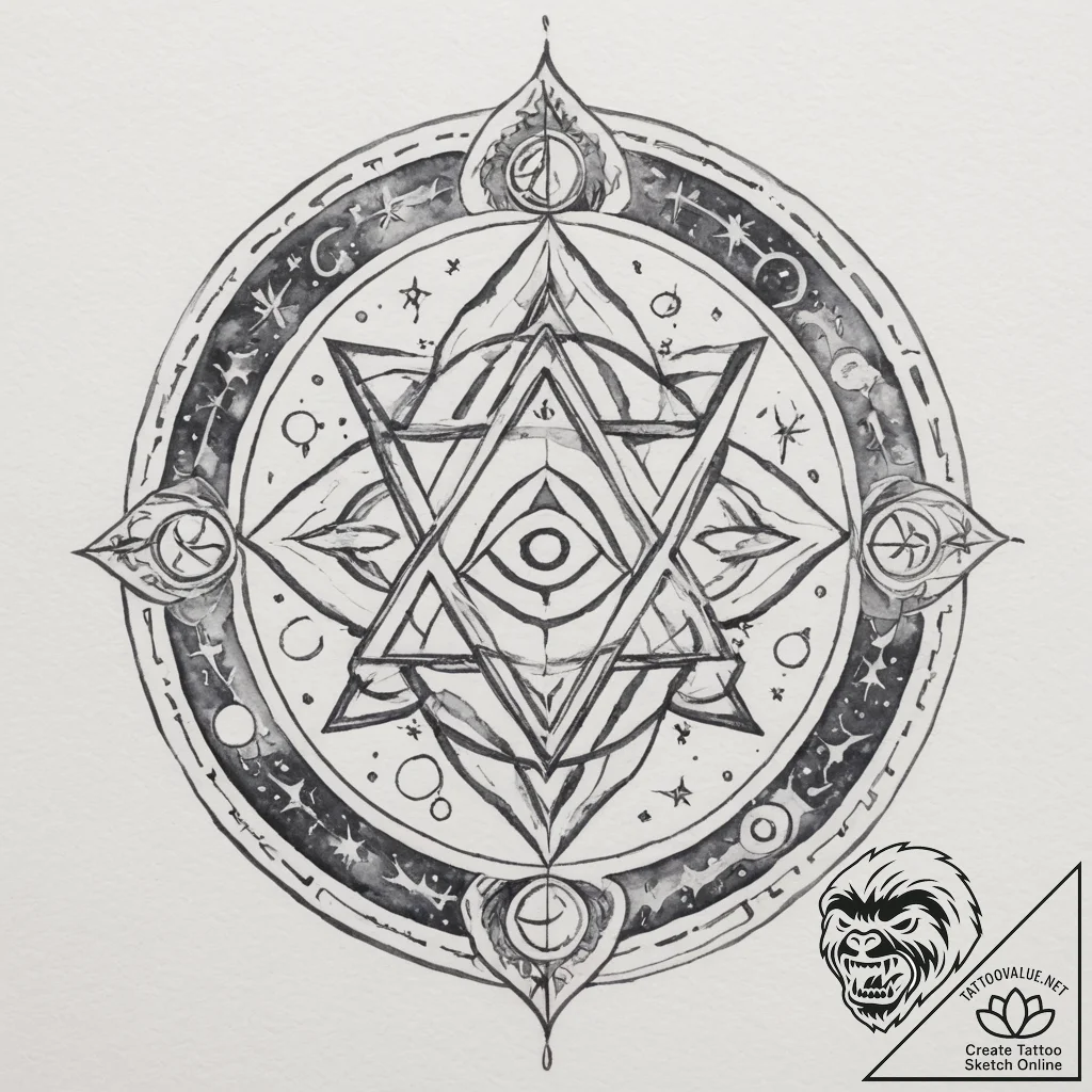 148. tattoo sketch: "veda" rune surrounded by... - tattoo sketch (№1755430962_0, 17.08.2025 11:42) — tattoovalue.net