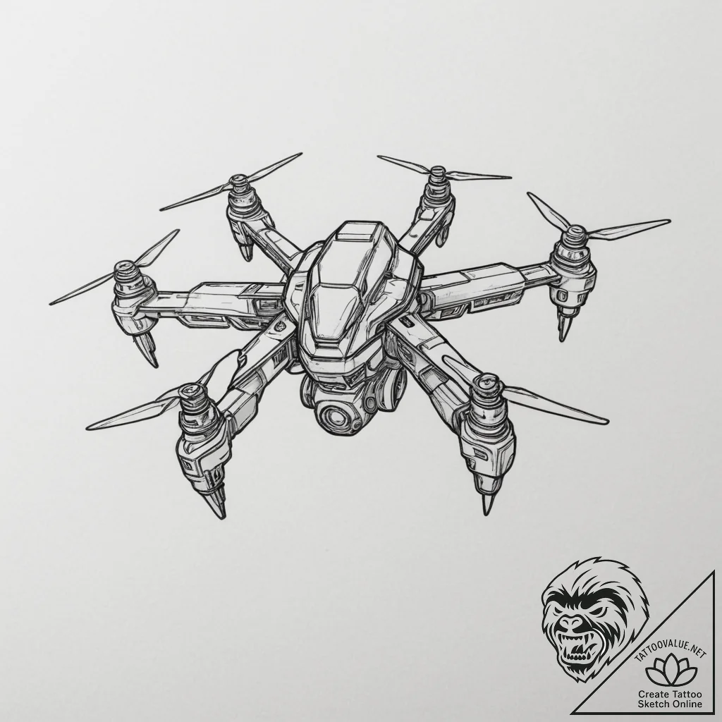 Tattoo design a robotic companion or drone ho... - tattoo sketch (№1755431160_0, 17.08.2025 11:46) — tattoovalue.net