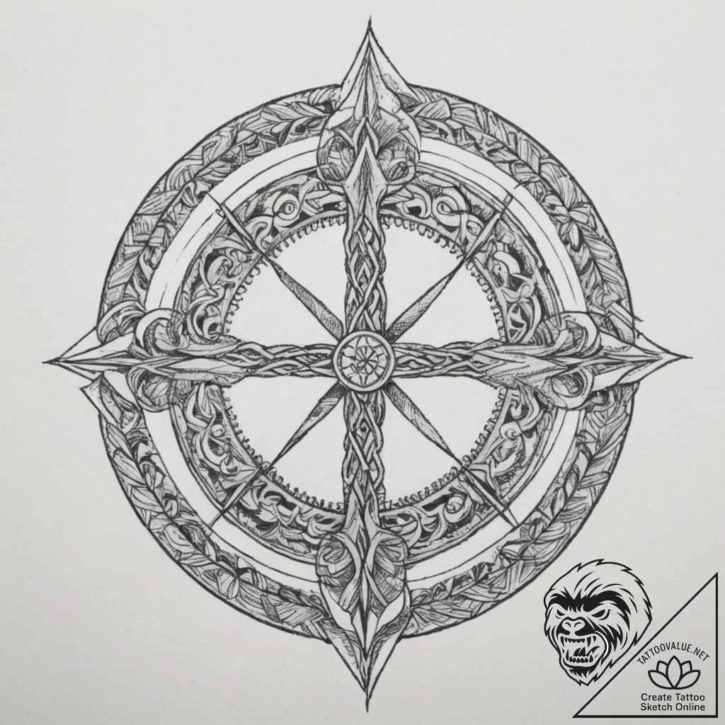 108. tattoo sketch: "yest" rune as a central... - tattoo sketch (№1755431756_0, 17.08.2025 11:55) — tattoovalue.net