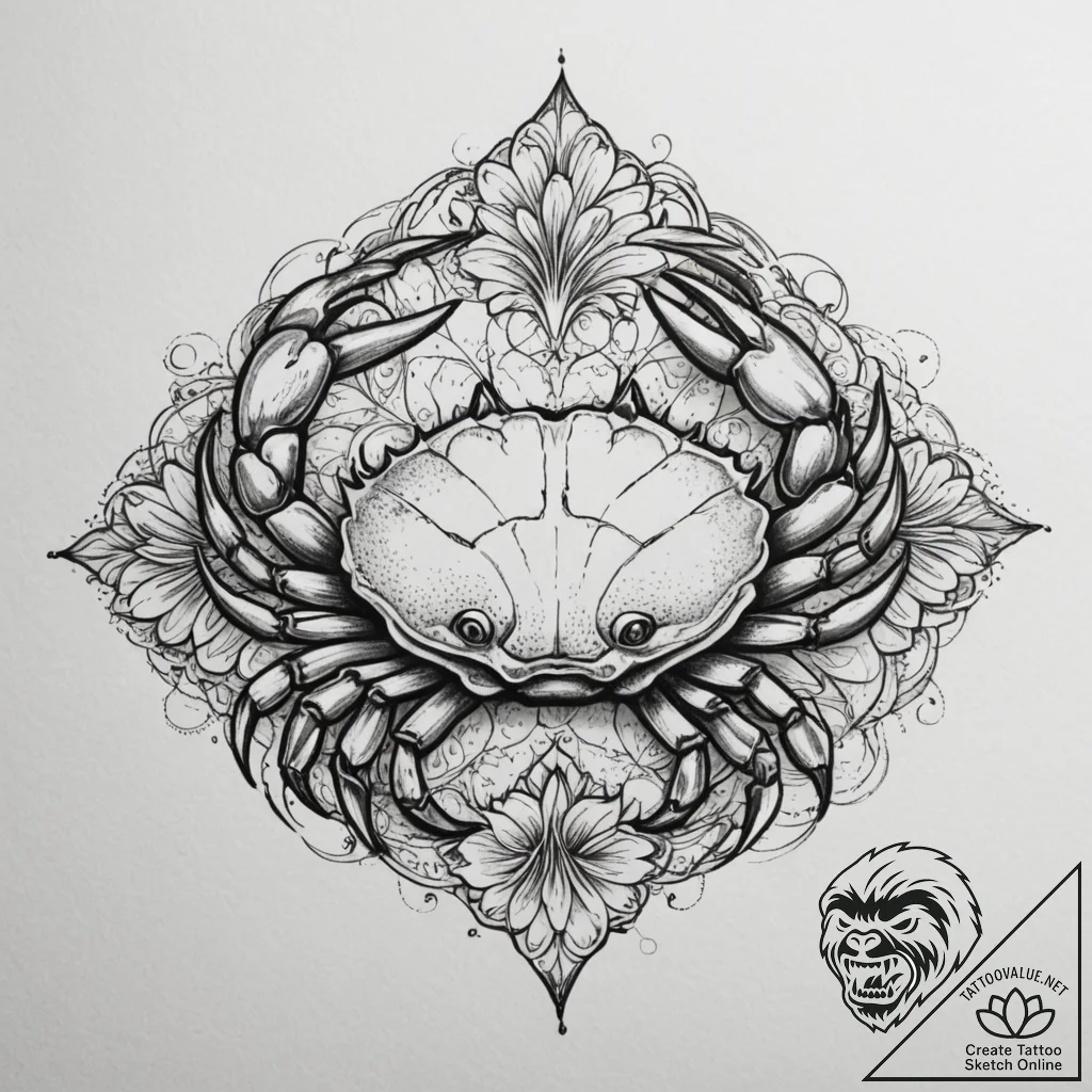 Tattoo design a cancer crab, with its shell c... - tattoo sketch (№1755432153_0, 17.08.2025 12:02) — tattoovalue.net