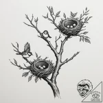 Tattoo design a tree branch with two birds’ n… – tattoo sketch (№1755432761_0, 17.08.2025 12:12) — tattoovalue.net