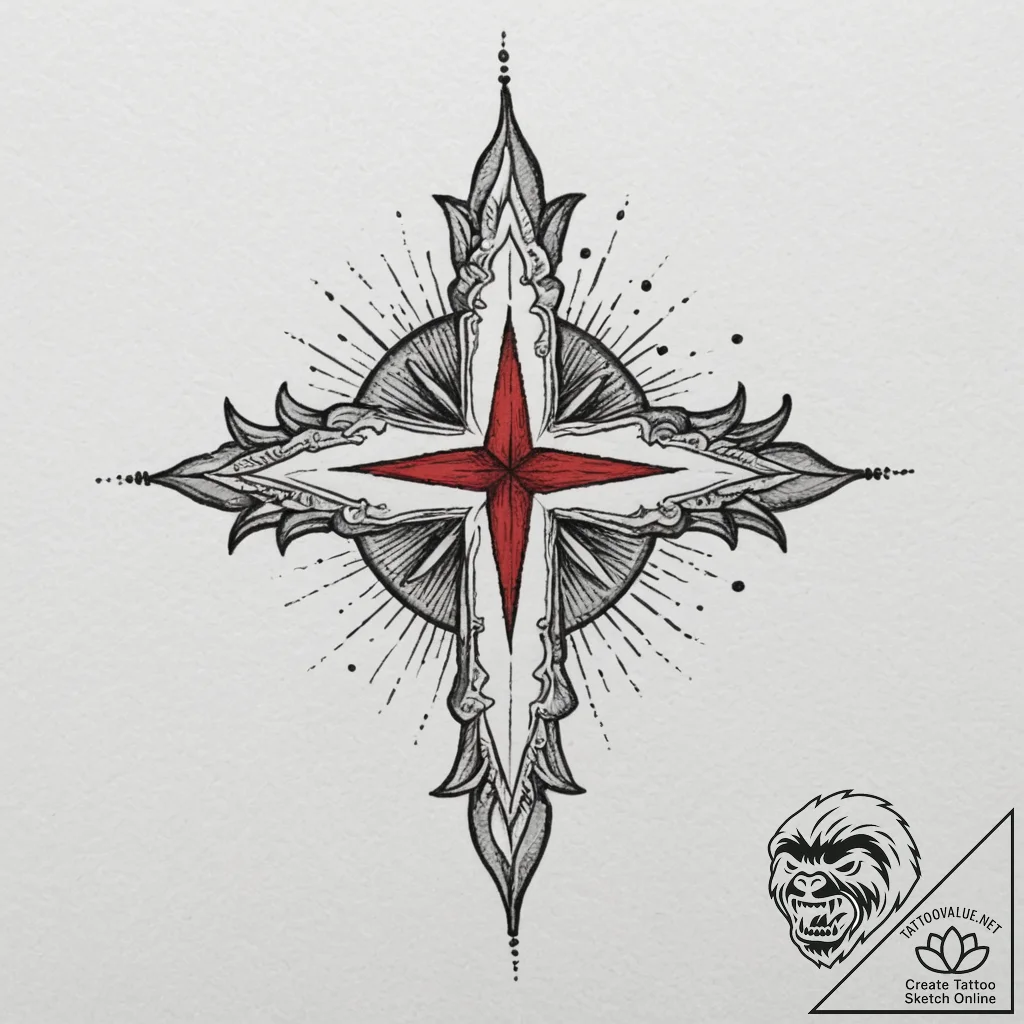 Tattoo design a small, unadorned cross or sta... - tattoo sketch (№1755433359_0, 17.08.2025 12:22) — tattoovalue.net