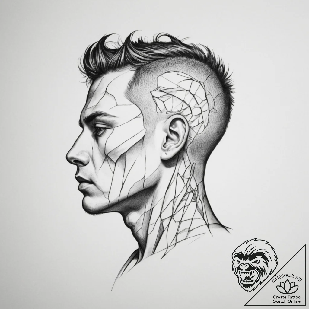 Tattoo design a powerful silhouette of a head... - tattoo sketch (№1755433557_0, 17.08.2025 12:25) — tattoovalue.net