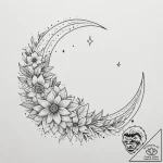 Tattoo design a crescent moon with a hidden c… – tattoo sketch (№1755435376_0, 17.08.2025 12:56) — tattoovalue.net