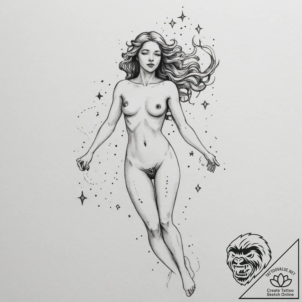 Tattoo sketch aquarius constellation, stars f... - tattoo sketch (№1755435776_0, 17.08.2025 13:02) — tattoovalue.net
