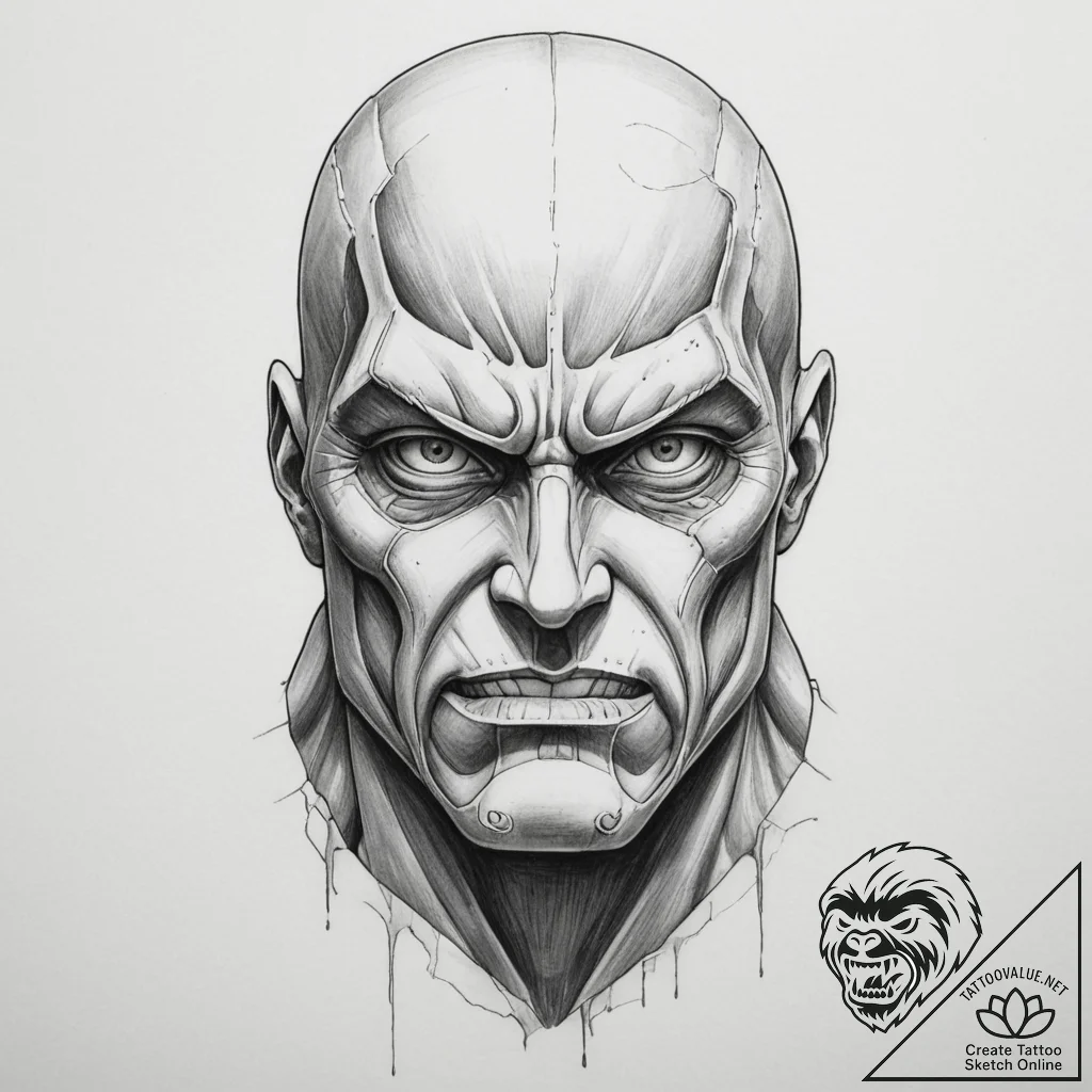 The colossal titan peeking over a wall - tattoo sketch (№1755435974_0, 17.08.2025 13:06) — tattoovalue.net