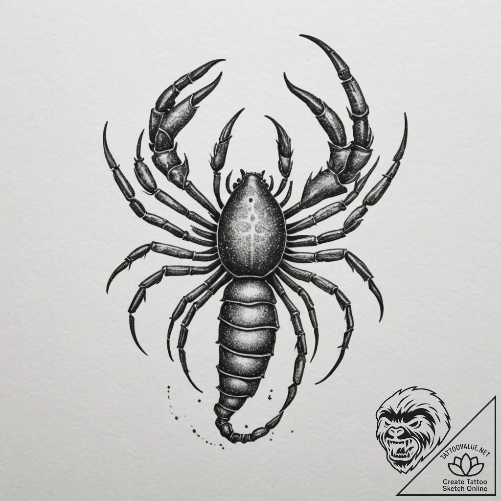 Tattoo design a scorpio scorpion, with pluto'... - tattoo sketch (№1755436173_0, 17.08.2025 13:09) — tattoovalue.net