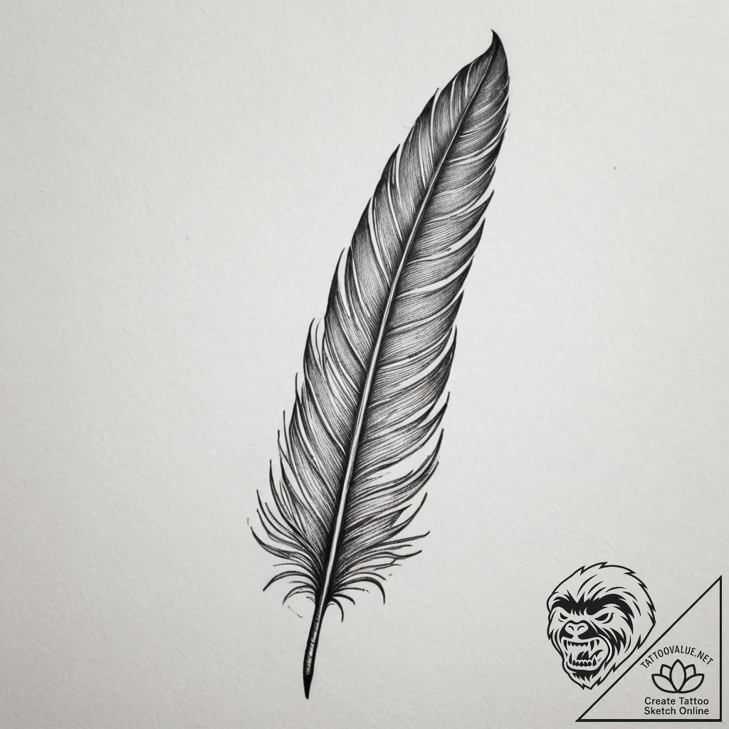 Tattoo design a detailed feather with every b... - tattoo sketch (№1755436970_0, 17.08.2025 13:22) — tattoovalue.net
