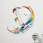 A shot of a kite surfing competition., tattoo… – tattoo sketch (№1755437770_0, 17.08.2025 13:36) — tattoovalue.net