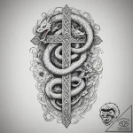 Tattoo design a ‘celtic cross’ with family na… – tattoo sketch (№1755439551_0, 17.08.2025 14:05) — tattoovalue.net
