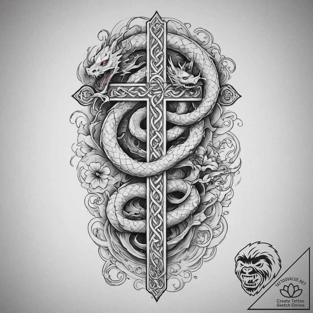 Tattoo design a 'celtic cross' with family na... - tattoo sketch (№1755439551_0, 17.08.2025 14:05) — tattoovalue.net