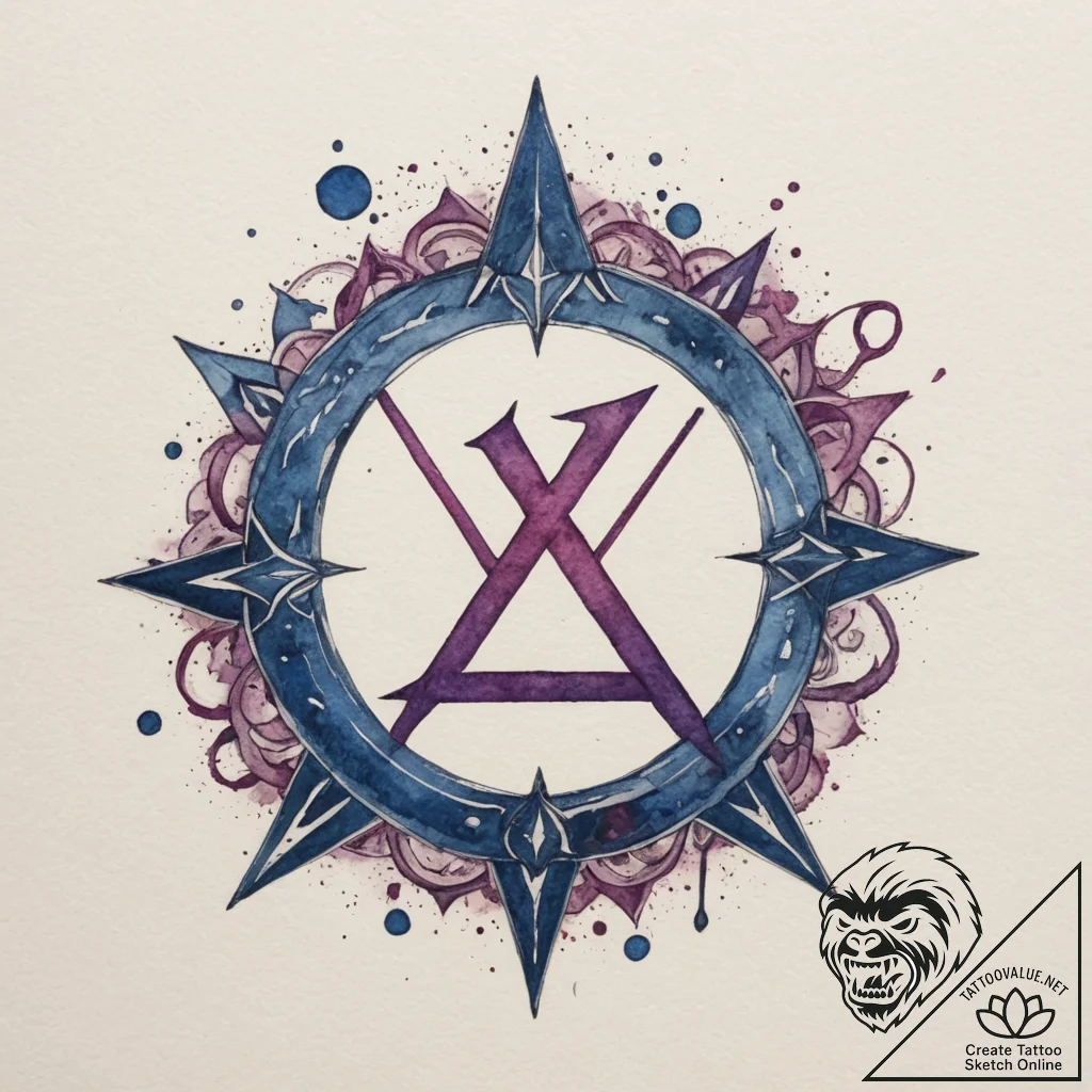 70. tattoo sketch: watercolor "alatyr" rune,... - tattoo sketch (№1755439750_0, 17.08.2025 14:09) — tattoovalue.net
