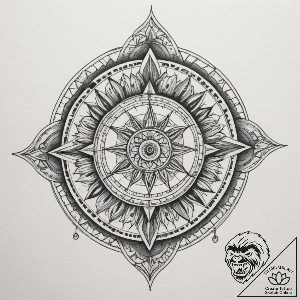 Tattoo design a mandala-style geometric patte... - tattoo sketch (№1755440146_0, 17.08.2025 14:15) — tattoovalue.net
