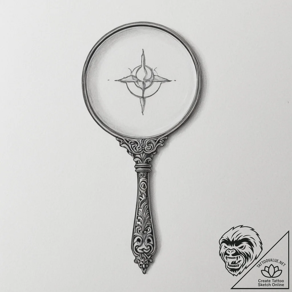 Tattoo sketch a delicate hand mirror reflecti... - tattoo sketch (№1755440345_0, 17.08.2025 14:19) — tattoovalue.net