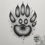 Tattoo design: a bear’s paw print, with veles… – tattoo sketch (№1755440737_0, 17.08.2025 14:25) — tattoovalue.net