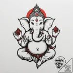 Ganesha, concept art for tattoo, on a clean w… – tattoo sketch (№1755441135_0, 17.08.2025 14:32) — tattoovalue.net