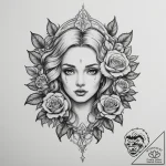 Aphrodite, tattoo line art, black and white s… – tattoo sketch (№1755441530_0, 17.08.2025 14:38) — tattoovalue.net