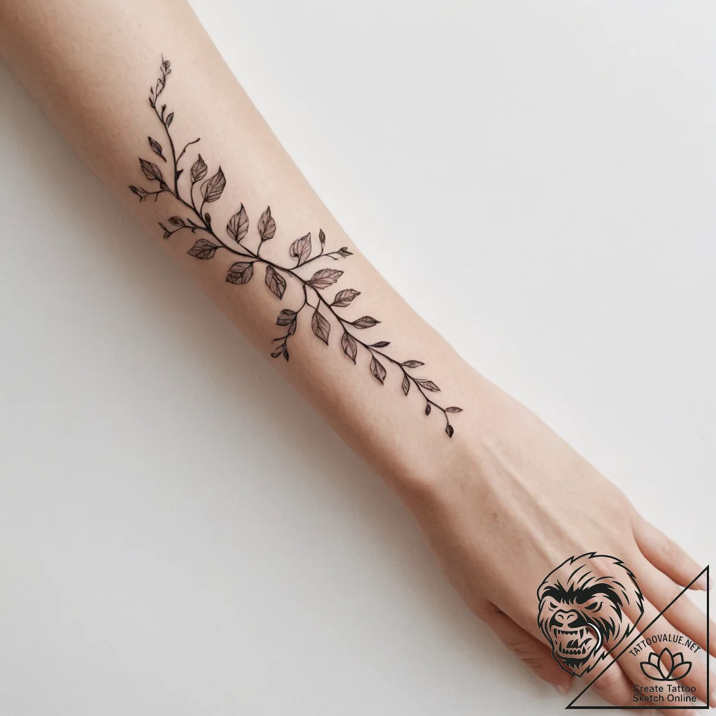 Tattoo sketch a delicate vine wrapping around... - tattoo sketch (№1755443117_0, 17.08.2025 15:05) — tattoovalue.net