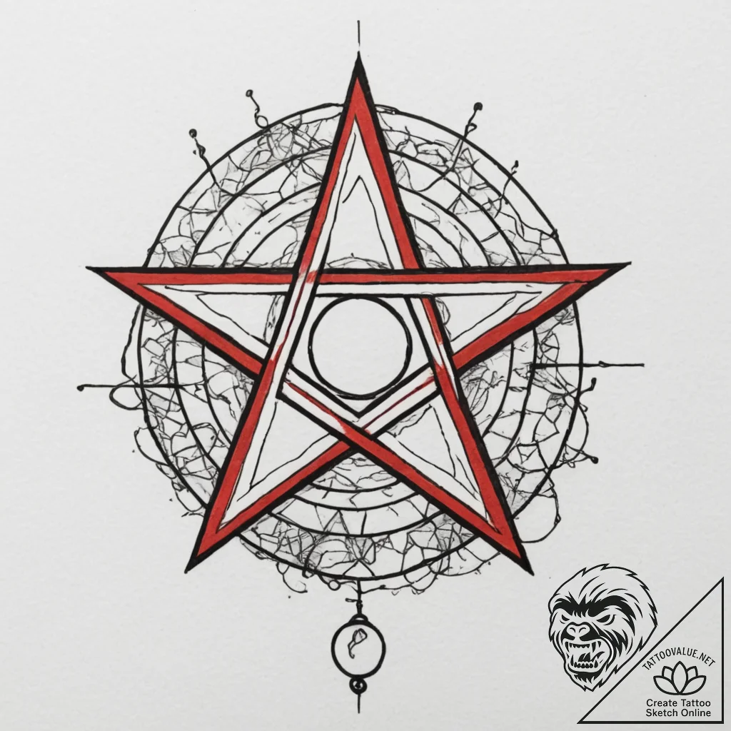 Pentacle, tattoo drawing outline, black outli... - tattoo sketch (№1755443314_0, 17.08.2025 15:08) — tattoovalue.net
