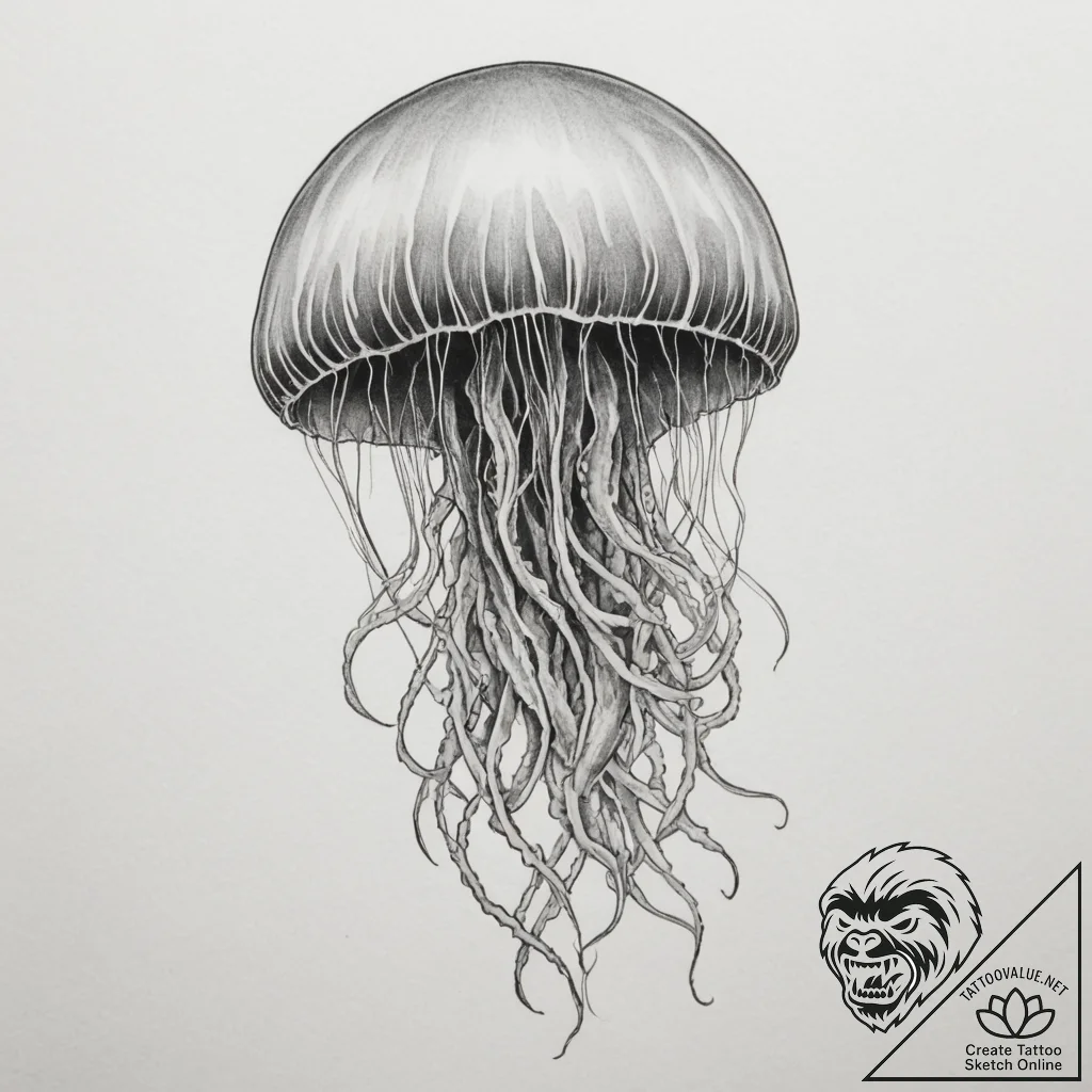 Gorgon jellyfish - tattoo sketch (№1755443912_0, 17.08.2025 15:18) — tattoovalue.net