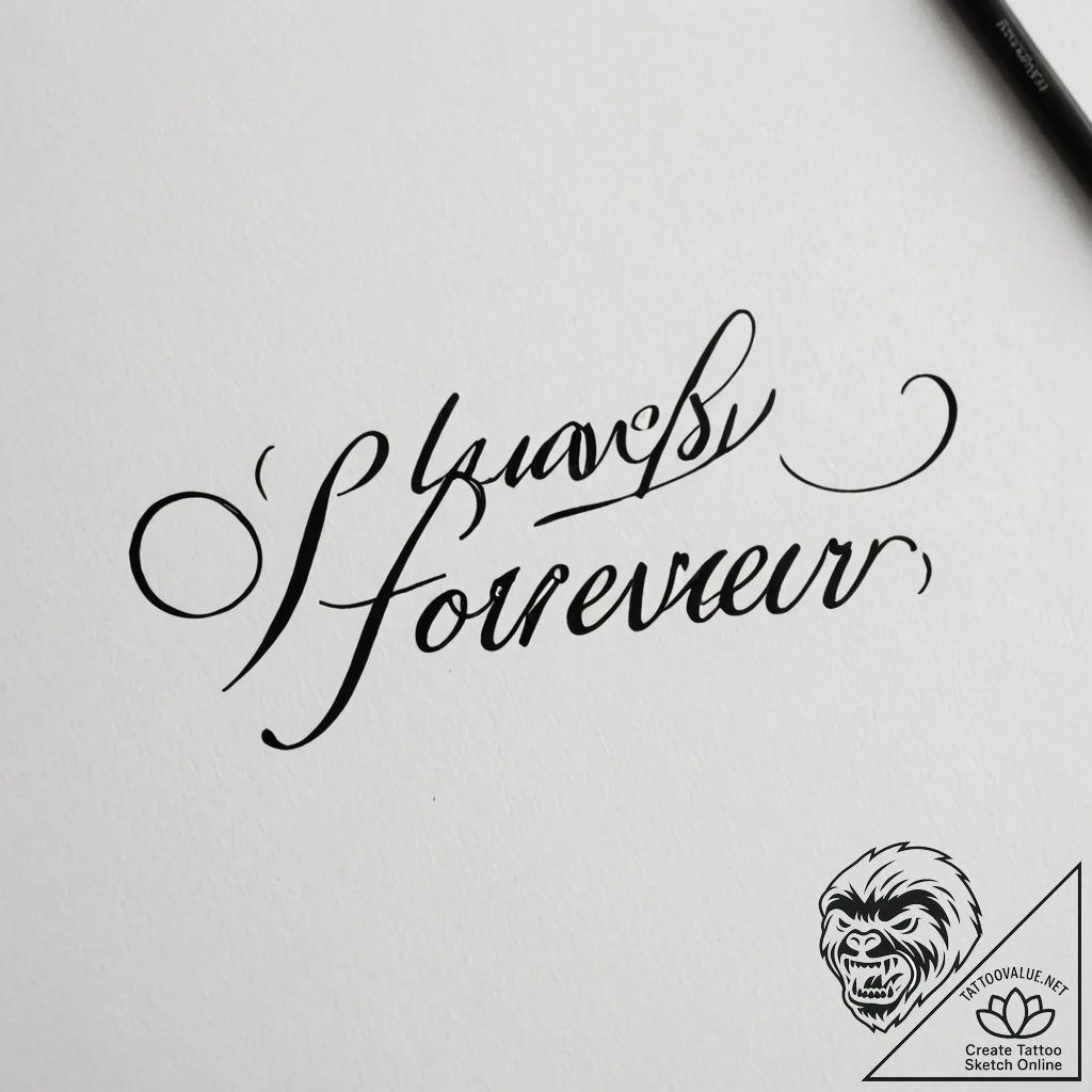 Tattoo design a meaningful word (e.g., "alway... - tattoo sketch (№1755445325_0, 17.08.2025 15:42) — tattoovalue.net