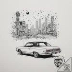 The view from inside a car at a drive-in movi… – tattoo sketch (№1755445525_0, 17.08.2025 15:45) — tattoovalue.net