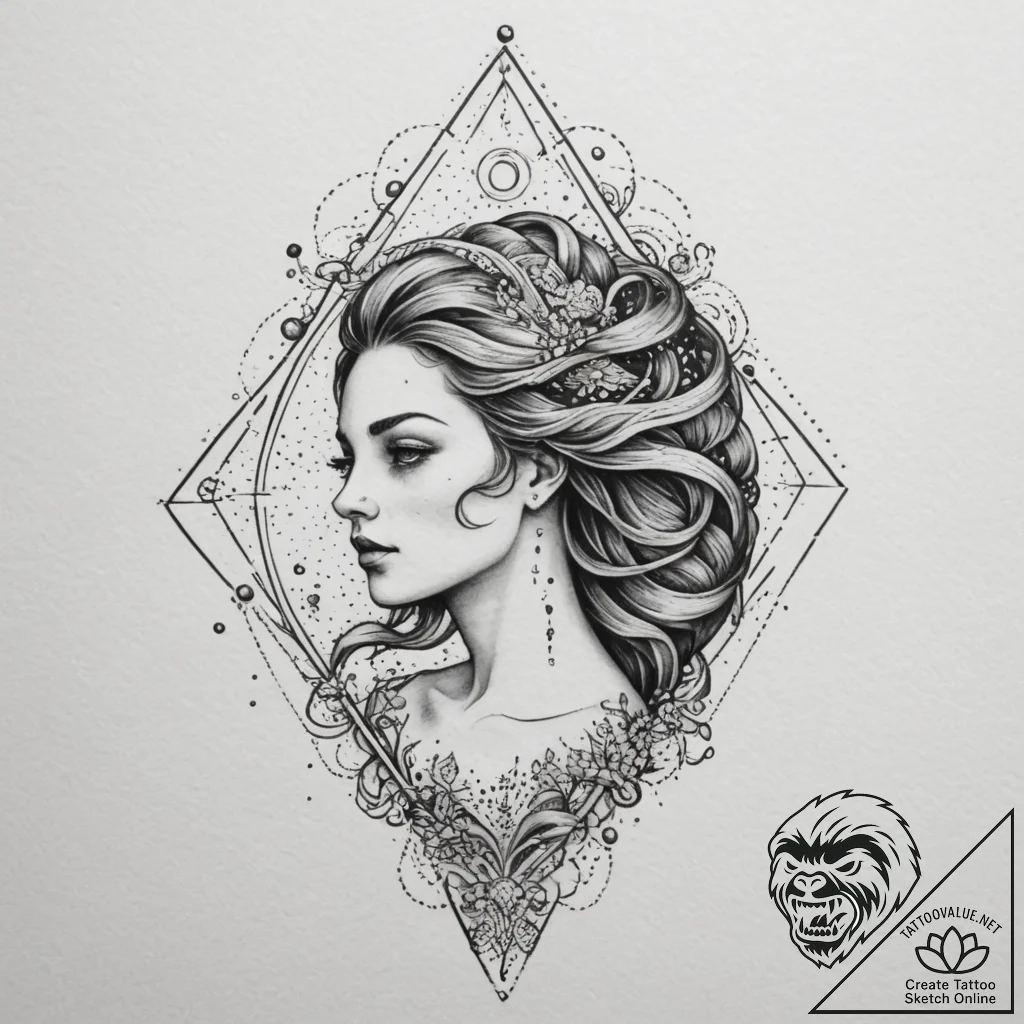 Tattoo sketch aquarius's water flowing as a s... - tattoo sketch (№1755445723_0, 17.08.2025 15:48) — tattoovalue.net