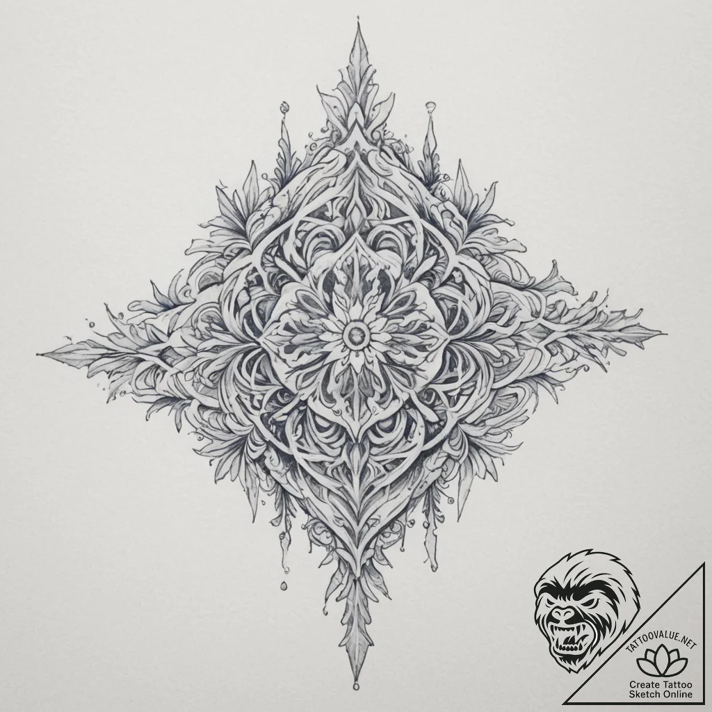 Tattoo design: an ornamental tattoo featuring... - tattoo sketch (№1755445923_0, 17.08.2025 15:52) — tattoovalue.net