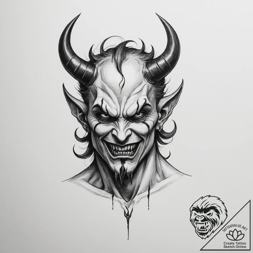 Devil - tattoo sketch (№1755447750_0, 17.08.2025 16:22) — tattoovalue.net