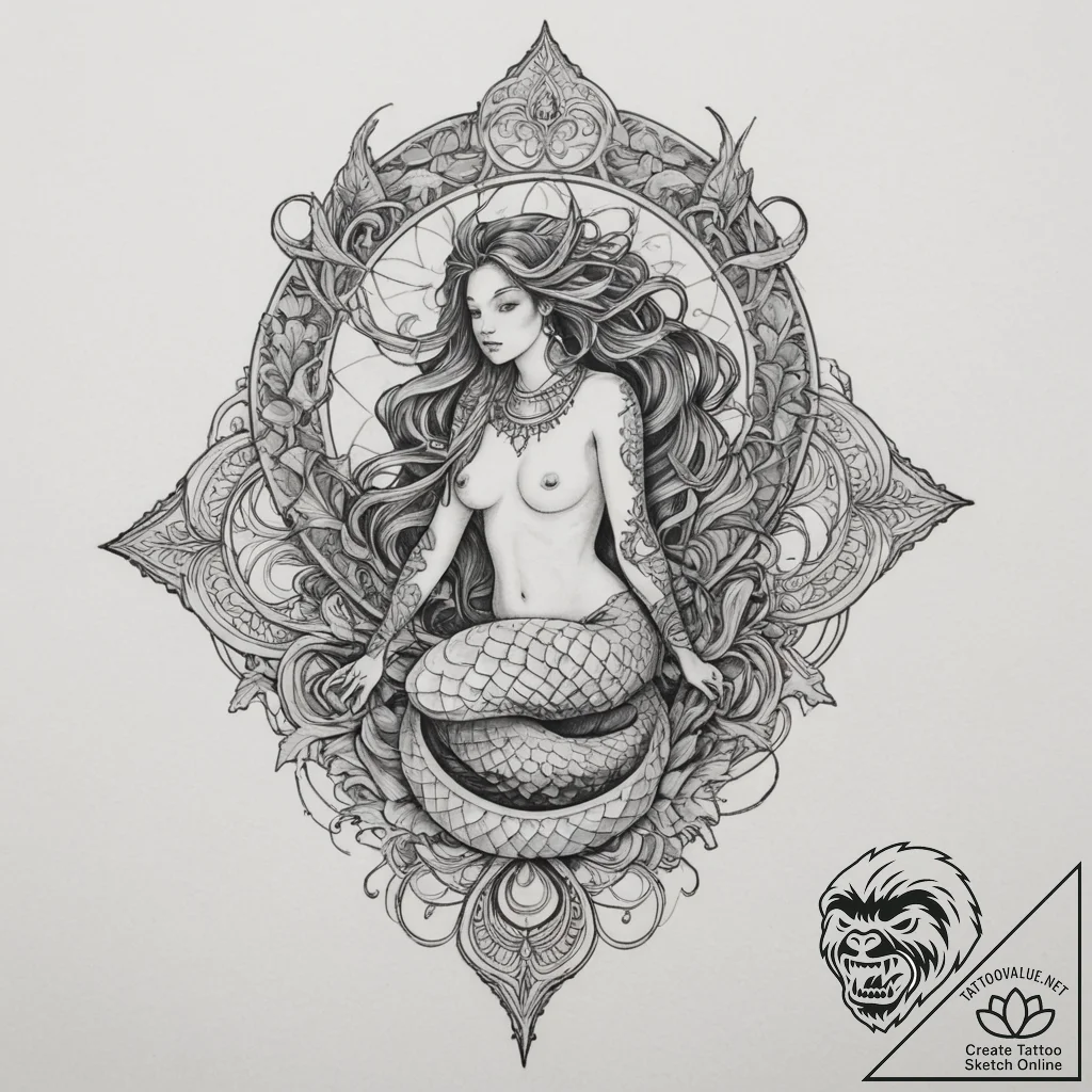 Tattoo design a delicate scale pattern (e.g.,... - tattoo sketch (№1755448575_0, 17.08.2025 16:36) — tattoovalue.net
