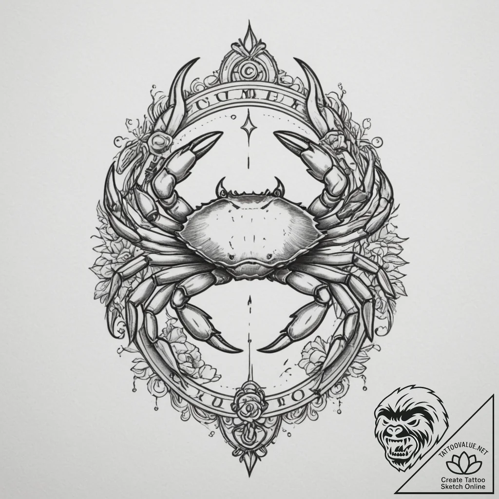 Tattoo design a cancer crab with the "chariot... - tattoo sketch (№1755449391_0, 17.08.2025 16:49) — tattoovalue.net