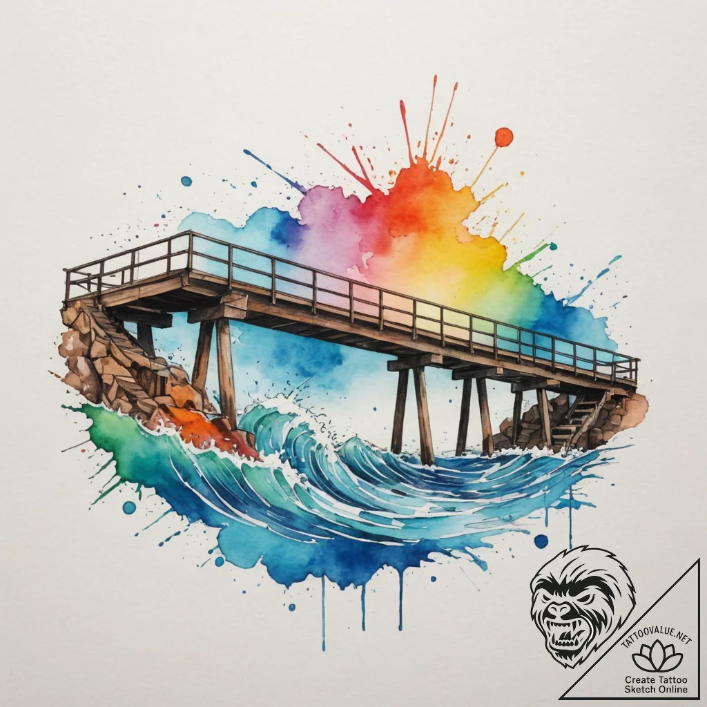 Tattoo design a powerful, sturdy pier extendi... - tattoo sketch (№1755450190_0, 17.08.2025 17:03) — tattoovalue.net