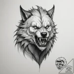 A werewolf mid-transformation – tattoo sketch (№1755450610_0, 17.08.2025 17:10) — tattoovalue.net