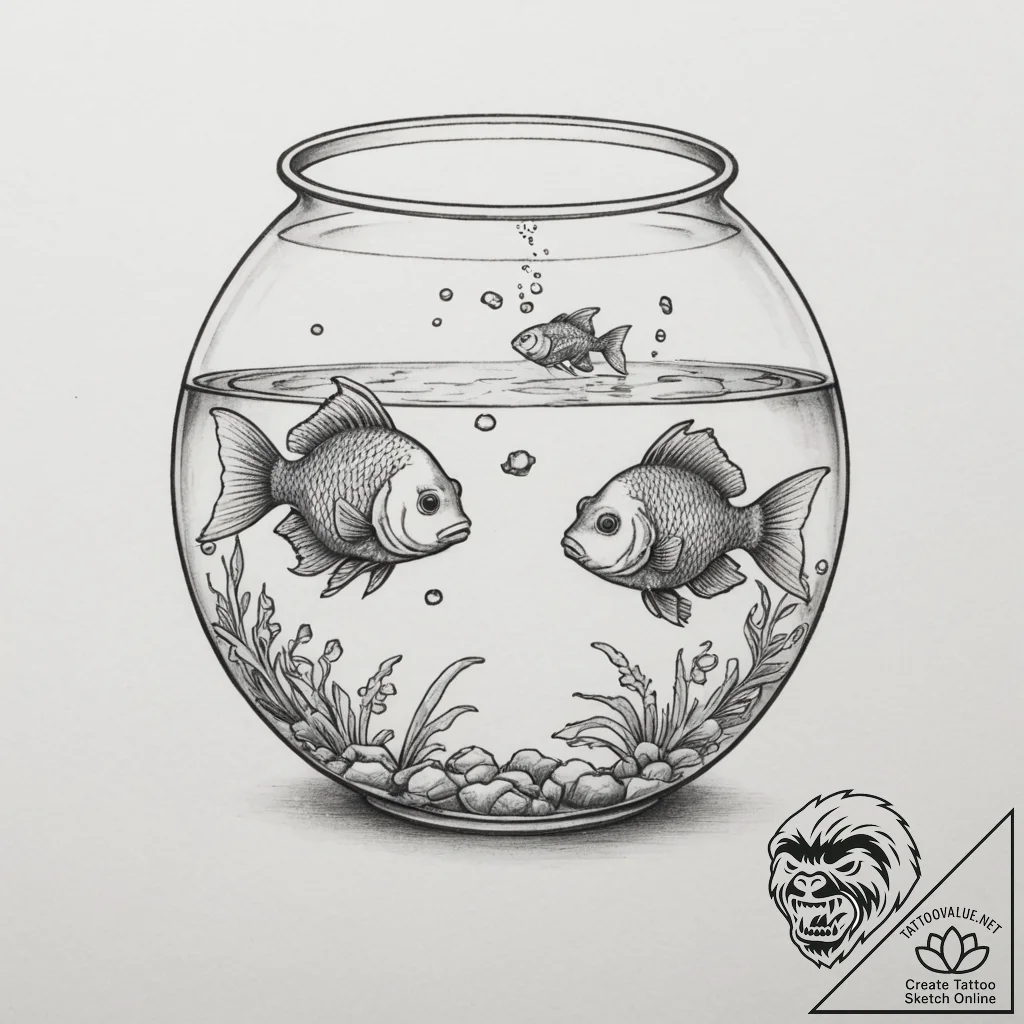 Tattoo design pisces fish wearing tiny snorke... - tattoo sketch (№1755450809_0, 17.08.2025 17:13) — tattoovalue.net