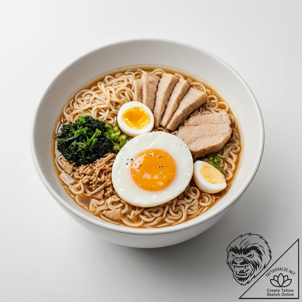 A steaming bowl of authentic japanese ramen,... - tattoo sketch (№1755451010_0, 17.08.2025 17:16) — tattoovalue.net
