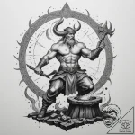 Tattoo sketch: svarog depicted as a celestial… – tattoo sketch (№1755451611_0, 17.08.2025 17:26) — tattoovalue.net