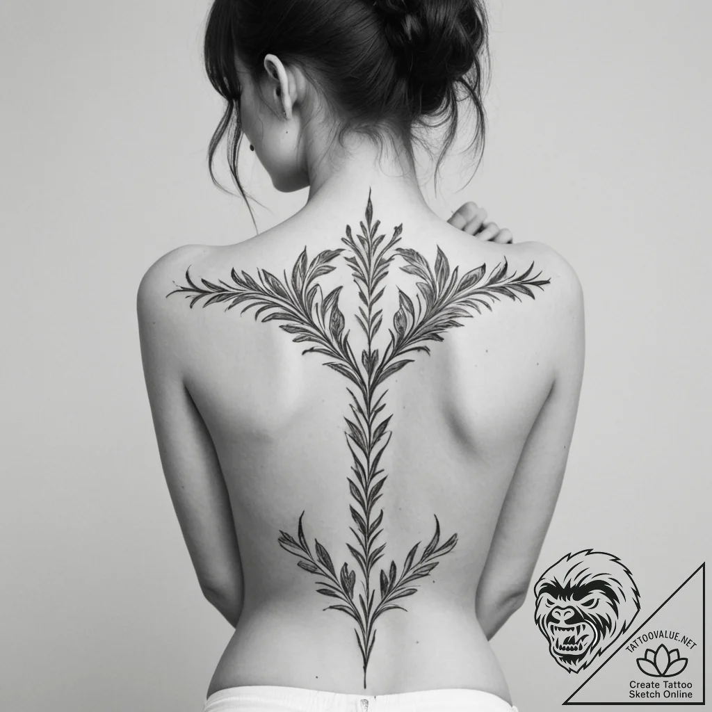 Tattoo sketch a minimalist design on the back... - tattoo sketch (№1755452018_0, 17.08.2025 17:33) — tattoovalue.net