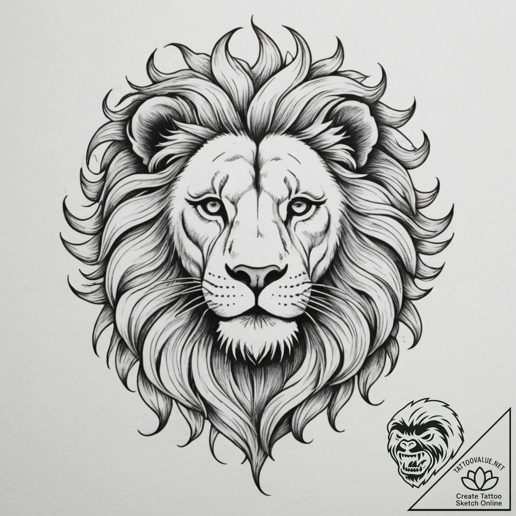 Tattoo sketch a subtle leo lion outline, with... - tattoo sketch (№1755452421_0, 17.08.2025 17:40) — tattoovalue.net