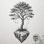 A shot of a lone tree on a cliff, battered by… – tattoo sketch (№1755452622_0, 17.08.2025 17:43) — tattoovalue.net